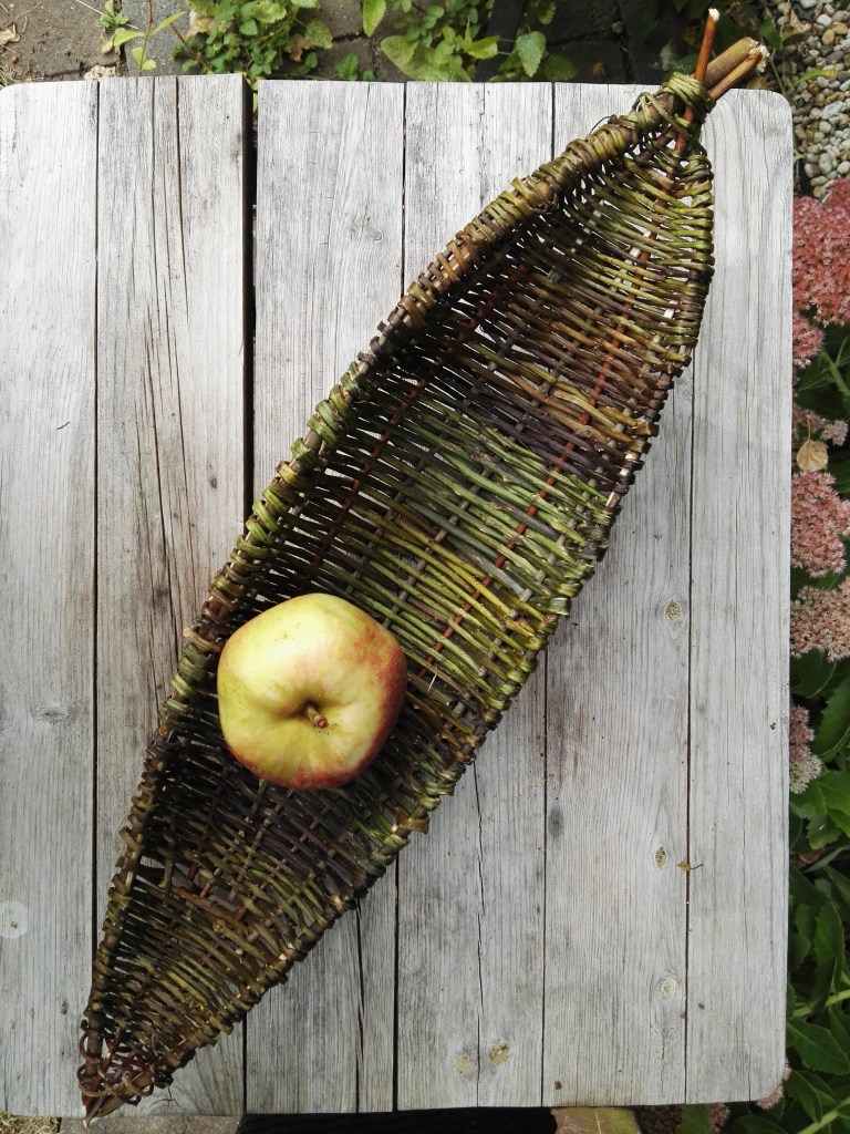 Schmaler Korb aus Brombeer-Ranken